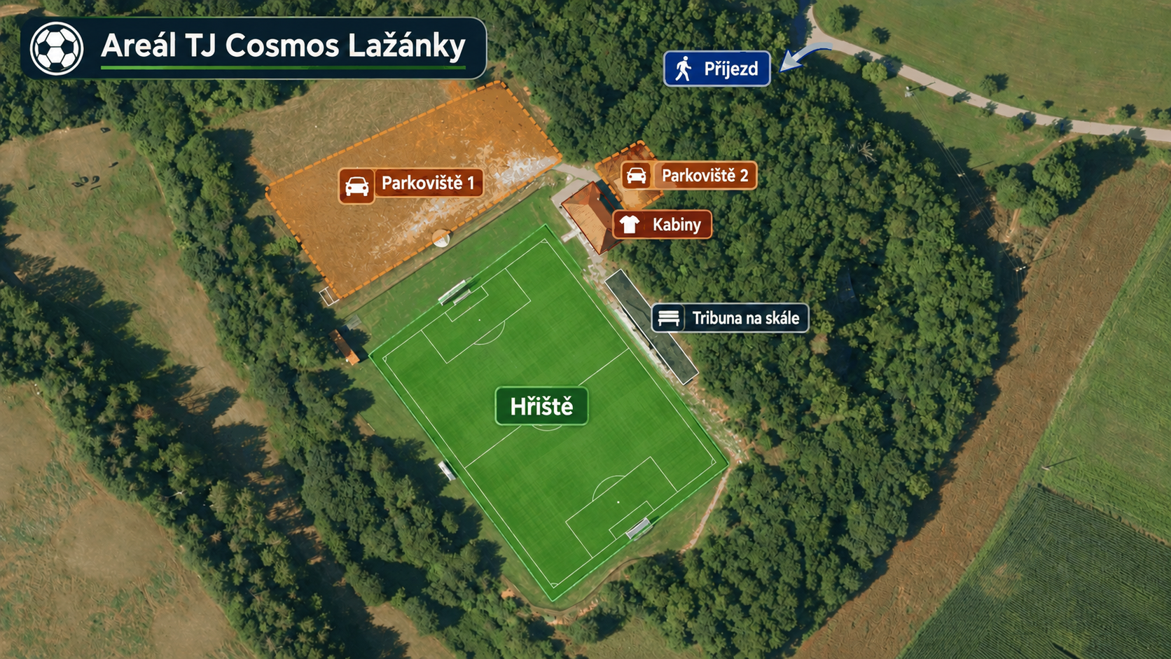 Mapa areálu TJ Cosmos Lažánky